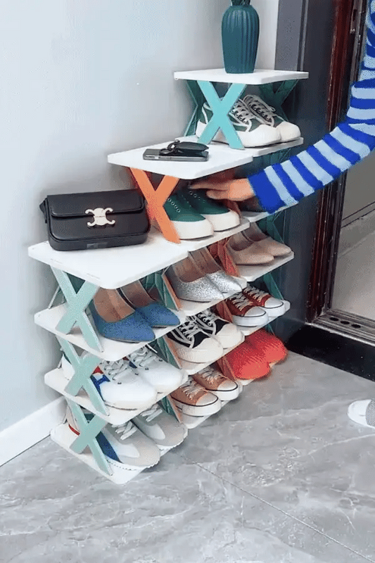 Multifunctional 6-Tier Storage Rack – Stackable Shoe & Home Organizer Shelf (رف تخزين متعدد الاستخدامات 6 طبقات – منظم أحذية قابل للتكديس)