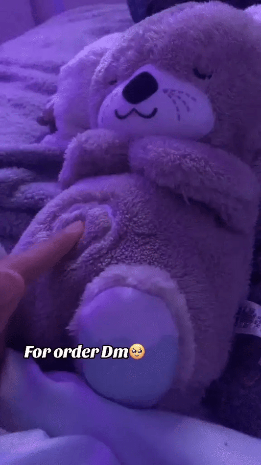 Heartbeat & Light-Up Belly Bear – Soothing Baby Sleep Plush دبدوب النوم المضيء | Breathing & Lullaby Sound Toy UAE